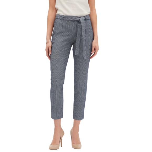 Banana Republic Avery Striped Ankle Pinstripe Pants Sz 4 Career Office Siren - Picture 1 of 8